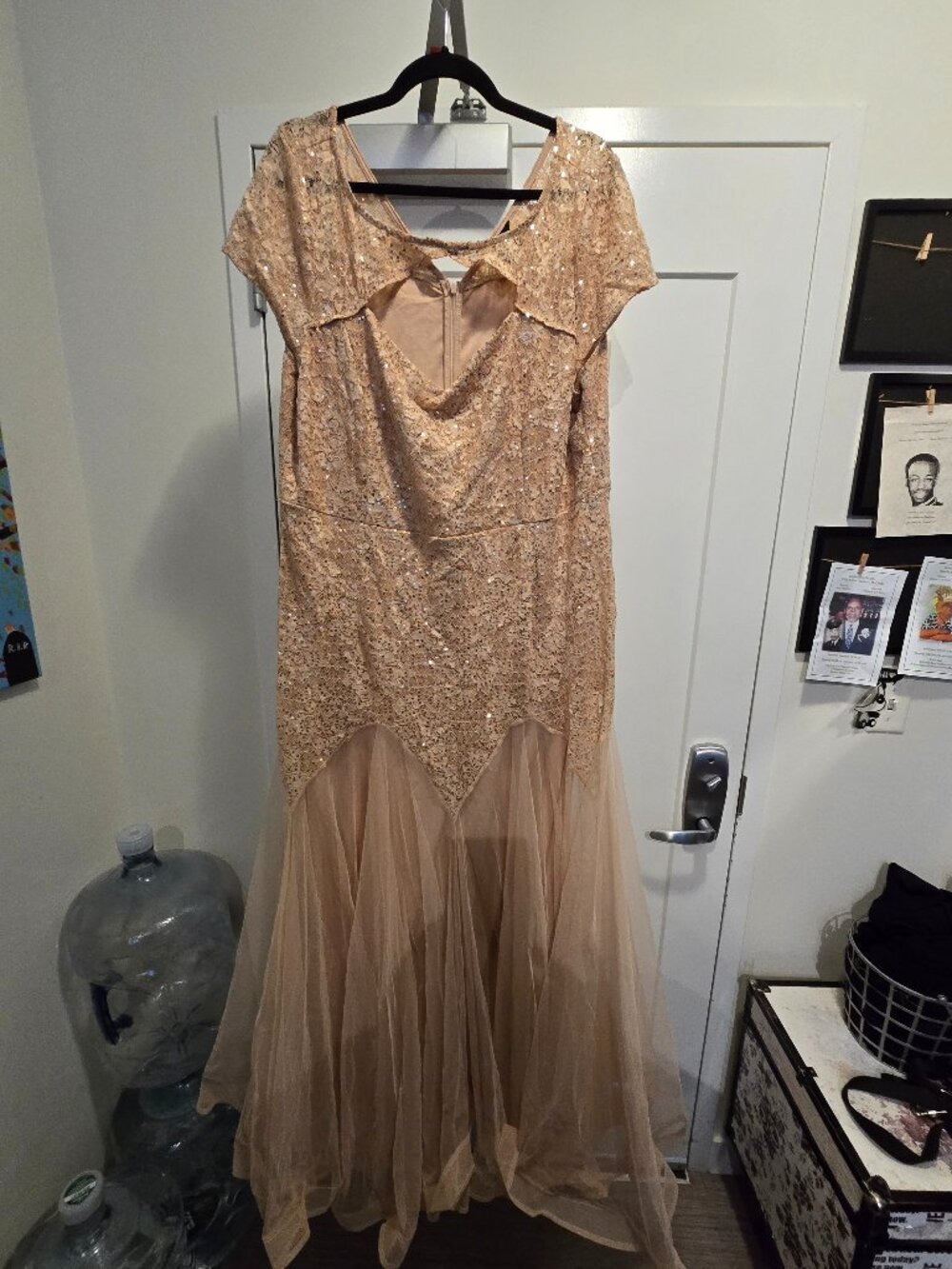 Champagne Sequin Lace Formal Gown